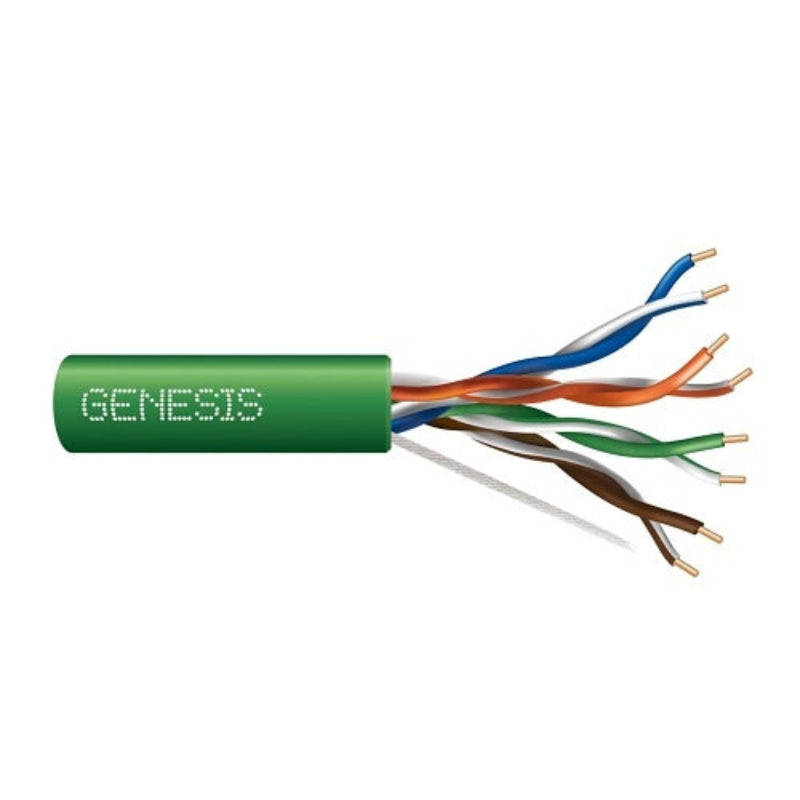 Genesis 50881105 24/4-Pair Cat 5e Unshielded (U/UTP), Plenum, CMP, FT6, 1000' (304.8 m) Pull Box, Green