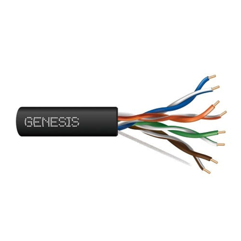 Genesis 50881108 24/4-Pair Cat 5e Unshielded (U/UTP), Plenum, CMP, FT6, 1000' (304.8 m) Pull Box, Black
