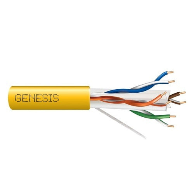 Genesis 51021102 23/4-Pair Cat 6 Plus Unshielded (U/UTP), Plenum, CMP, FT6, 1000' (304.8 m) Pull Box, Yellow