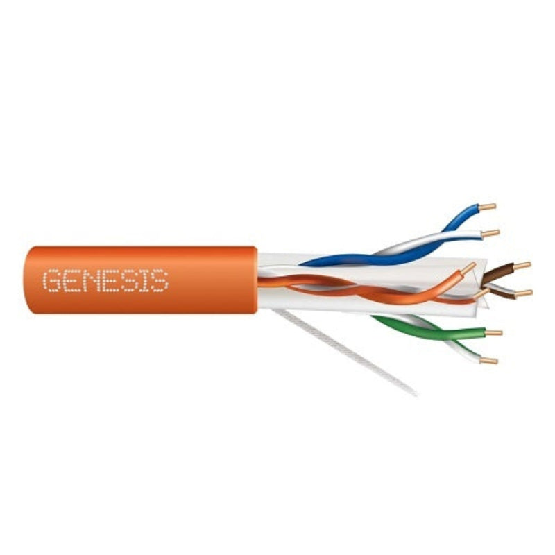 Genesis 51021103 23/4-Pair Cat 6 Plus Unshielded (U/UTP), Plenum, CMP, FT6, 1000' (304.8 m) Pull Box, Orange