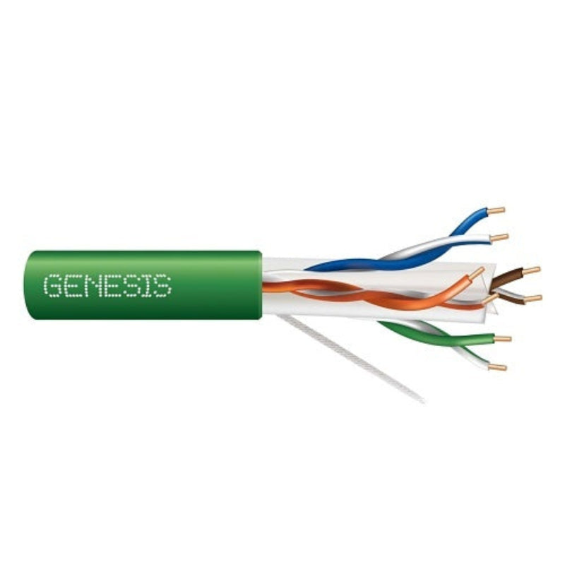 Genesis 51021105 23/4-Pair Cat 6 Plus Unshielded (U/UTP), Plenum, CMP, FT6, 1000' (304.8 m) Pull Box, Green