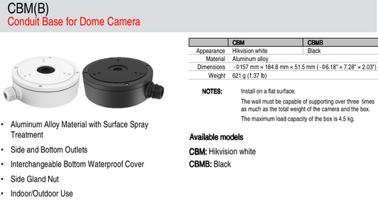 Hikvision DS-1280ZJ-M (CBM) Junction Box, White
